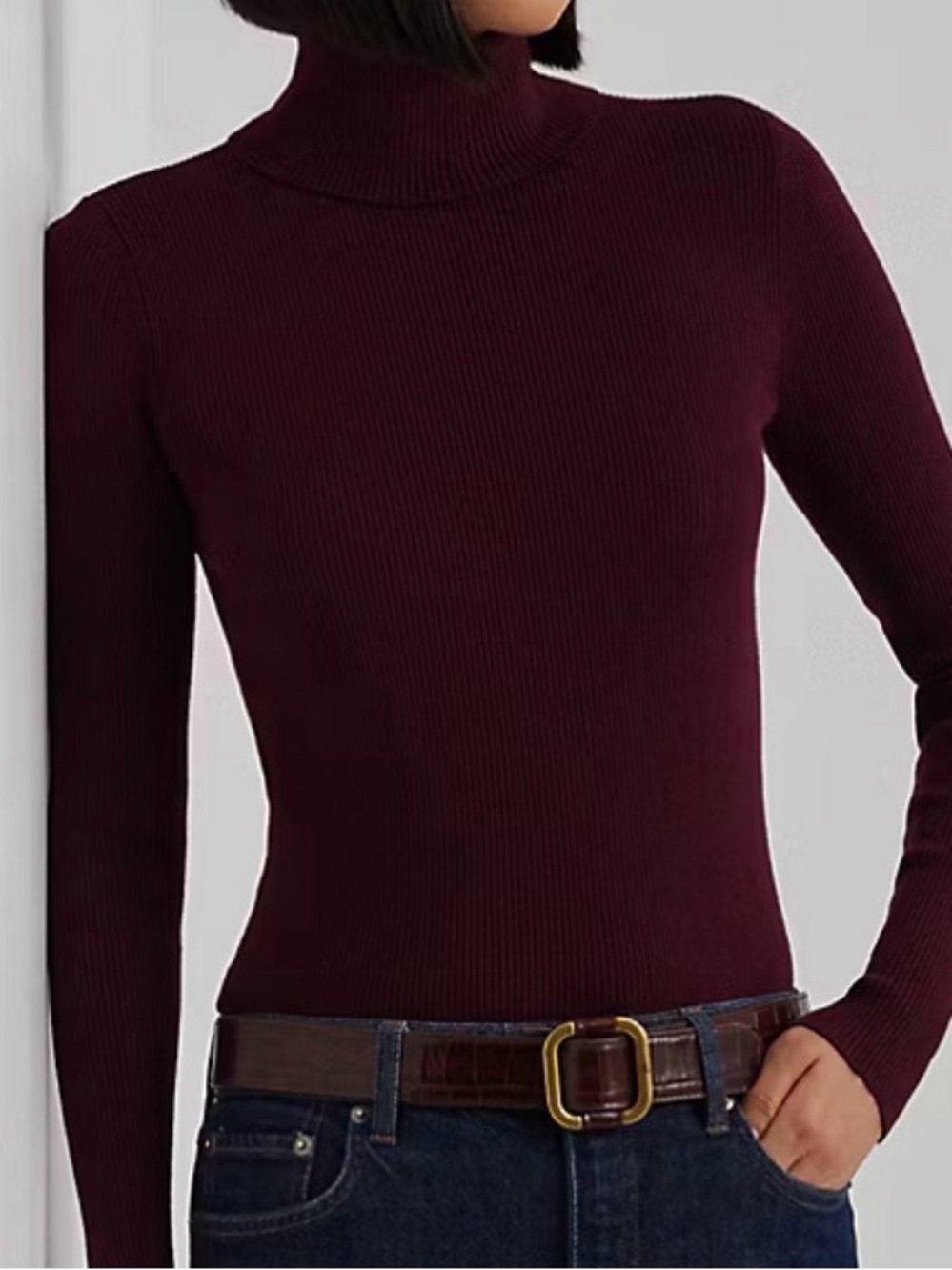 Ralph Lauren Ribbed Turtleneck Sweater - Wine